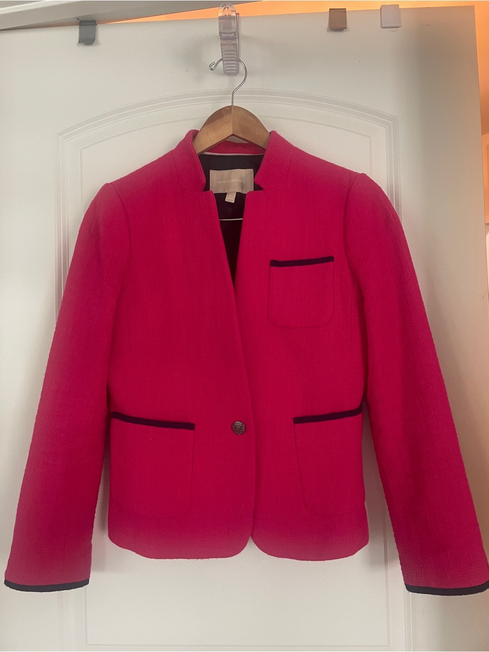 Banana Republic Fuchsia Blazer with Navy Trim